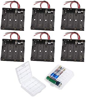 GTIWUNG 4 uchwyty na baterie AA, pudełko do przechowywania baterii, pudełko na baterie z przewodem, czarna plastikowa obudowa na baterie z bolcem, 4 x 1,5 V 6 V AA z przewodami (4 sztuki)