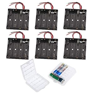 GTIWUNG 6-delige 4 AA-batterijhouder, batterijhouder-doos met draad, zwarte plastic batterijen-doos met pin, 4 X 1.5V 6V…