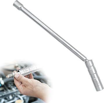 14mm Car Swivel Magnetic Spark Plug Socket, 3/8 Drive Thin Wall Ignition Plug Wrench with 12-Point, 360 Degree Swivel Spark Plug Quick Removal & Installation Tool, Compatible with Most Cars