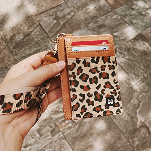 Image of Wallet Slim Minimalist Elastic&Leather Vertical Wallet,RFID Blocking Credit Card Holder Card Cases, leopard print