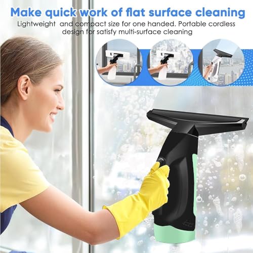 Image of Cordless Window Cleaner,Window Cleaner Squeegee Tool Set for Shower Glass and Strong Suction for Home, Mirror, Glass, Car Windshield, Countertop, Tiles