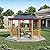 EROMMY 14.5' x 14.5' Gazebo, Outdoor Octagon Gazebo with Polycarbonate Double Roof, Wooden Finish Coated Aluminum Pavilion with Fence Rails and Ceiling Hooks for Garden, Patio, Lawn, Deck