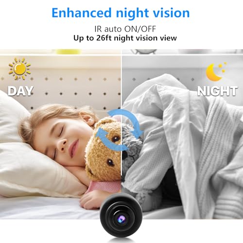 New Smallest Wireless WiFi Camera,HD1080P Mini Concealed Camera Detector,Portable Baby Monitor,Pet Camera Nanny Cam with Night Vision,Motion Detection,Cloud Storage for Security with iOS Android APP
