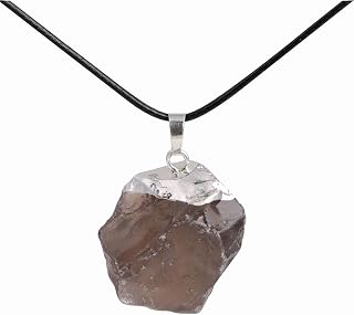 JOE FOREMAN Natural Raw Crude Gray Smoky Quartz Crystal Reiki Pendant Necklace for Women Dowsing Chakra Pendulum for Divination Real Stone Energy Healing