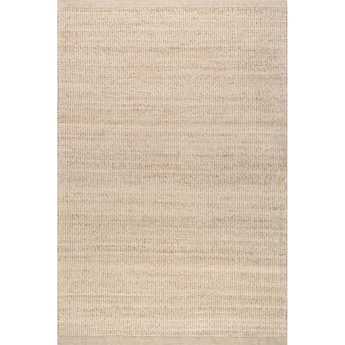 Image of Nuloom Palisades Beige Solid Flatweave Area Rug, 10' x 14' | Nuloom Palisades Solid 10' x 14' Wool Area Rug for Living Room Bedroom Dining Room, Beige