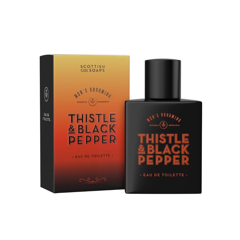 Scottish Fine Soaps Men's Grooming Thistle & Black Pepper Eau de Toilette 100ml – Refined Fragrance with Amber, Musk and Pepper