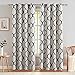 jinchan Room Darkening Curtains for Bedroom, Blue Linen Textured Moroccan Tile Patterned Curtains 84 Inch Length, Thermal Insulated Grommet Top Drapes for Living Room, Blue on Beige, 2 Panels Set