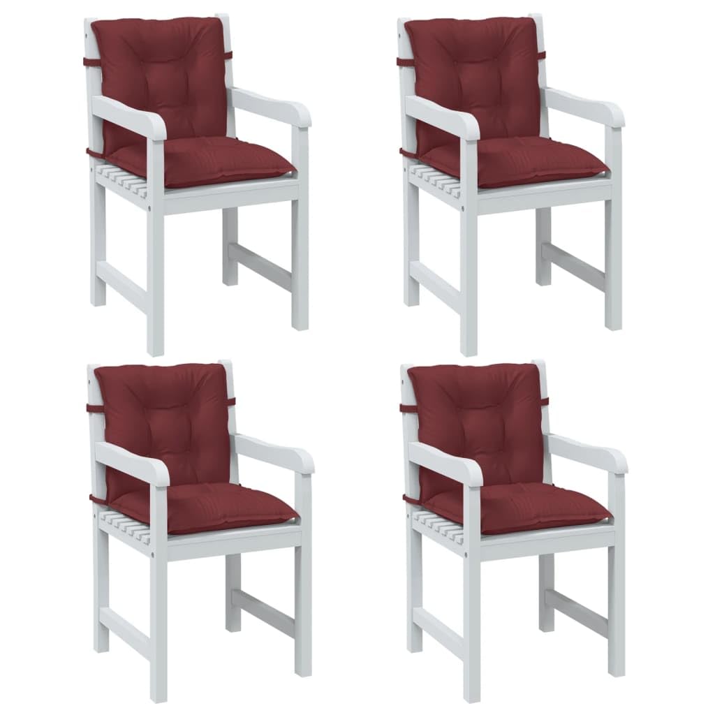 Coussin chaise de jardin pour balcon et terrasse | Pack de 4 assises bordeaux pour salle à manger