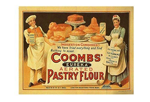 Ecool Coombs eureka aerated pastry flour retro shabby chic vintage style picture metal wall plaque sign fridge magnet