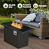 PRIMETEK 2-in-1 Fire Pit Table for Patio, Brown Wicker 44″, 50,000 BTU, Wind Guard, and Glass Rocks (44 x 32 x 24 in)