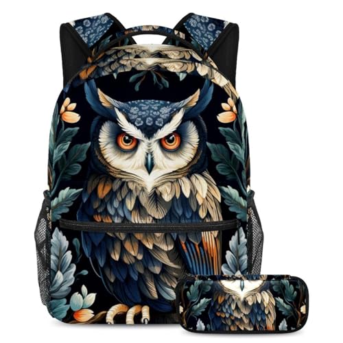 Cartables grande capacité hibou artistique pour les cours et les voyages d'ados