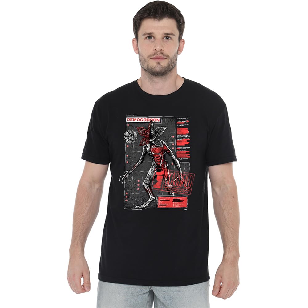 T-shirt Stranger Things Demogorgon haut nostalgique rétro noir