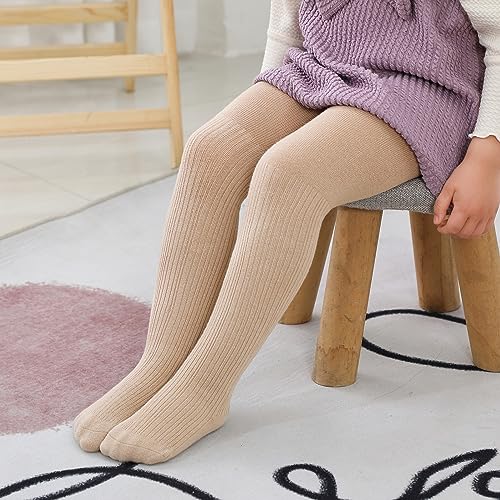 Image of Baby Toddler Girls Cable Knit Tights, Non-Slip Footed Stockings | Cable Knit Texture, Non-Slip Sole Design, Footed Tight Style, Baby Girl Fit, Newborn to Toddler Sizes