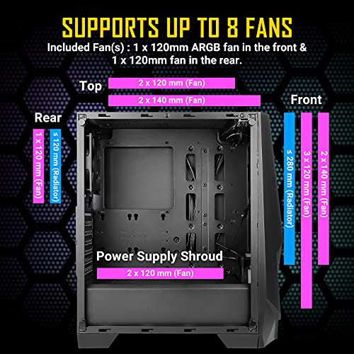 Image of Antec NX310 Mid-Tower ATX Computer Cabinet /Gaming Case | 3 USB Ports with 1 x 120mm ARGB Fan in Front and 1 x 120mm Fan in Rear