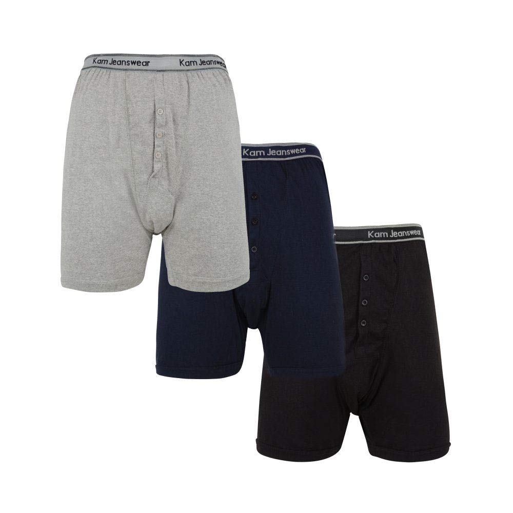 Kam Men's Black Jeanswear 3 Pack Rib Boxer Shorts-2Xl