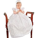 Incluye a juego gorro. dressvip blanco encaje bebé niña bautizo recién nacido bordado satinado vestido Blanco blanco