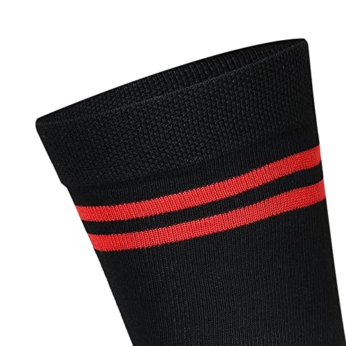 Image of Black with Red Stripes Calf Length Cotton School Socks For Boys & Girls (Pack of 5 Pairs)