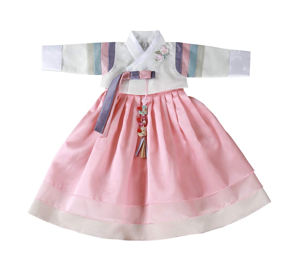 hanbok storeGirl Hanbok Baby Korea Traditional Dress Pastel Multi Colors on Sleeve First Birthday Dol 1-10 Ages Kid Children (1 Age)