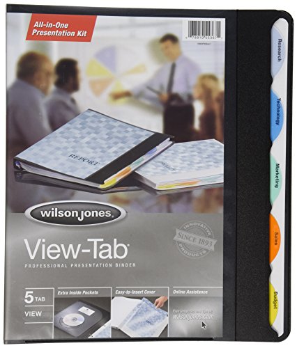Wilson Jones View-Tab Round Ring Presentation Binder, 0.625 Inch Capacity, 5 Tab Style, Letter Size, Color May Vary (W55367)