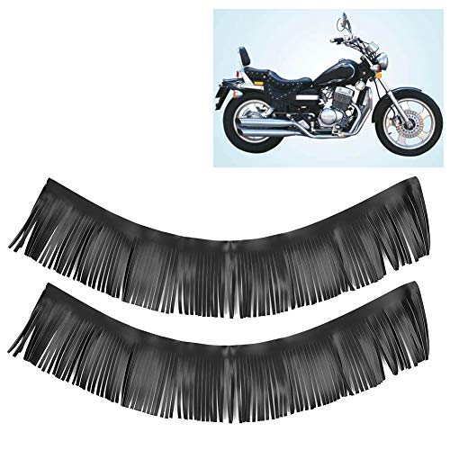 Tassels para alforjas de motocicleta, 2 piezas, cuero artificial, estilo retro, montaje en pedales y alforjas, color negro, modelo KIMISSzngt8xi03u-01 miniatura 2