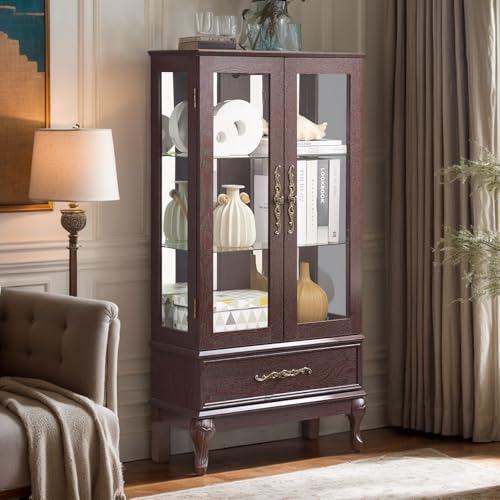 CKEASEAN Lighted Curio Cabinet