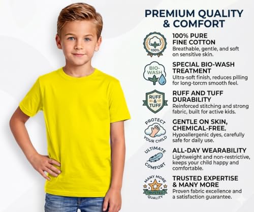Image of Double F Branded Cotton Bio wash Round Neck Half Sleeve Solid T-Shirt for Boys and Baby
