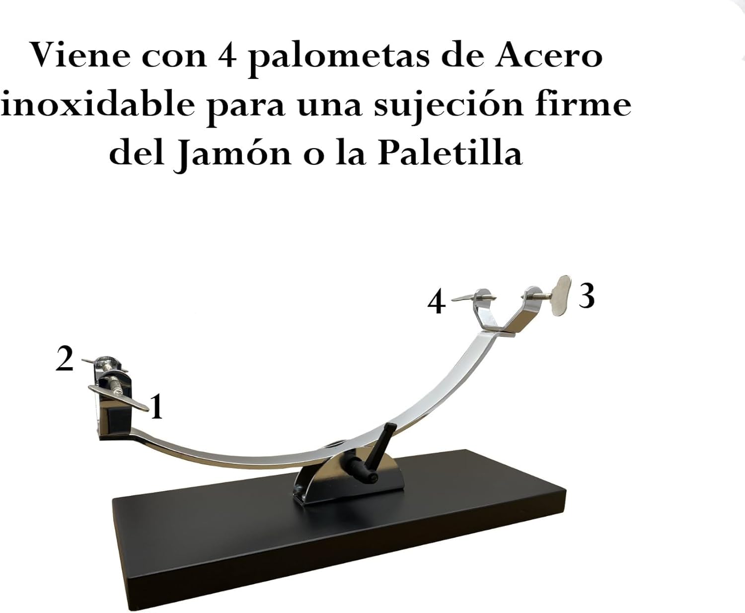 FERRETERIA LEPANTO Jamonero Basculante, Jamonero Serrano, Soporte jamonero basculante, jamonero Profesional mas Set de Corte LepantoHouse (Set Burdeo)