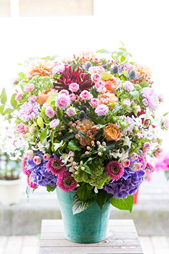 アレンジメントフラワー 誕生日 プレゼント ギフト 生花 結婚記念日 お祝い 開店祝い 還暦 母の日 花 大臣賞受賞デザイナー おまかせアレンジメント6Lサイズ(,MIXカラー)