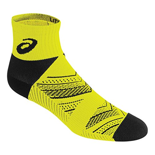 ASICS Lite-Tech Quarter Running Socks, Safety Yellow, Small