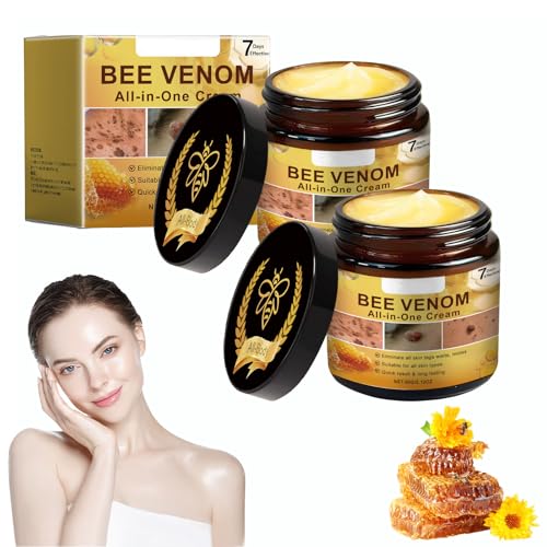 Bee Venom All-in-One Cream, 2pcs 60ml Bee Venom Skin Treatment Cream, Multi-Action Skincare Ointment, Repairing, Moisturizing and Lifting Skin Treatment Gel for All Skin Types
