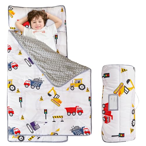 Toddler Nap Mat for Preschool Boys Car Truck Slumber Bag