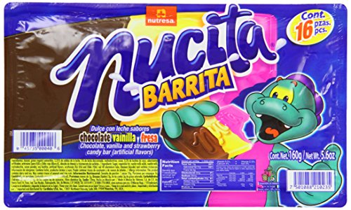 NUCITA Barritas Trisabor Creamy Candy Chocolate, Vanilla and Strawberry 5.6Oz