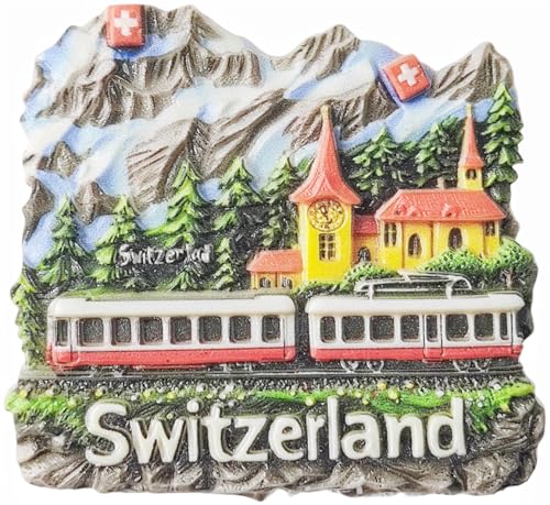 Switzerland Jungfrau 3D Fridge Magnet Souvenir Gift,Resin Handmade Switzerland Refrigerator Magnet Home & Kitchen Decoration Collection