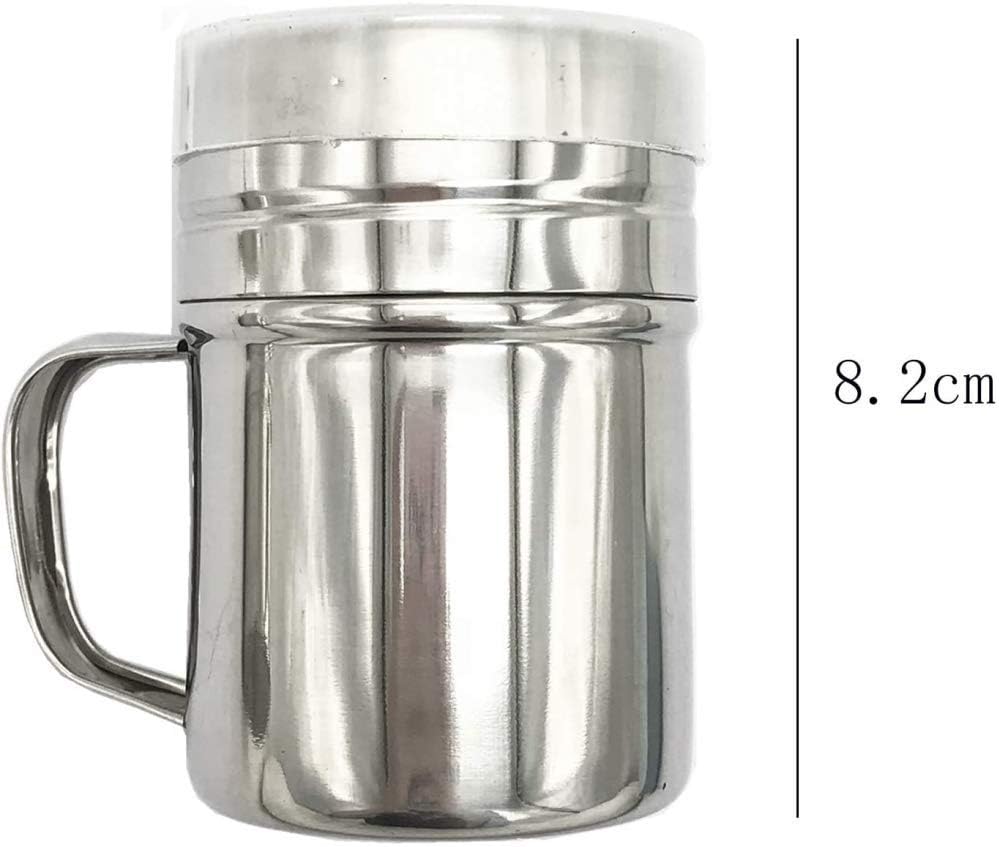 qiuqiu 2 Pieces Kitchen Strainer Kitchen Salt Shakers Stainless Steel Sprinklers Pepper Shaker Sieve Flour Salt Shaker for Home, Restaurant, Barbecue