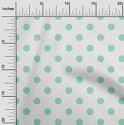 oneOone Cotton Poplin Mint Green Fabric Polka Dots Dots Sewing Fabric By The Yard Printed DIY Clothing Sewing Supplies 42 Inch Wide