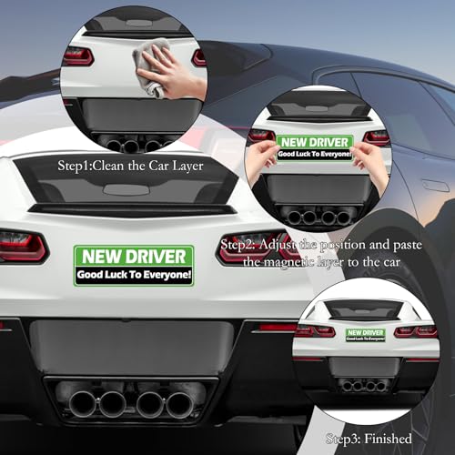 Image of 5Pcs Magnetic Car Stickers, New Magnetic Student Driver Stickers Warning Reflective Signs Car Decoration for Students Novices as Auxiliary Equipment Supplies