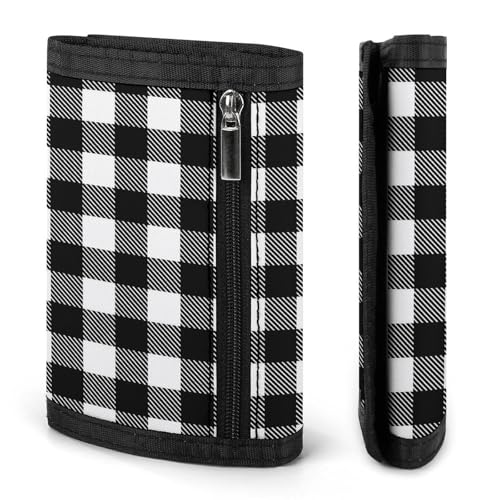 Black White Twill Stripe Plaid Print Wallet for Men, 8 Credit Card Holder Slim Minimalist Front Pocket Small Mens Bifold Wallets2