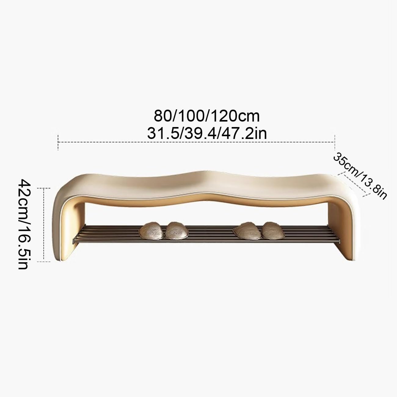 Modern Luxury Contemporary Faux Leather Upholstered Dining Bench, Upholstered Dining Bench, Narrow Bench for Entryway Slim, for Living Room, Hallway, Bedroom, Bathroom(White,120*35cm/47.2*13.8in)