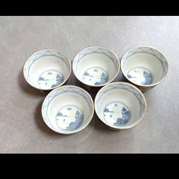 Amazon.co.jp: 伊万里焼 青藍窯 茶碗 茶器 湯呑み 5客 : ホーム