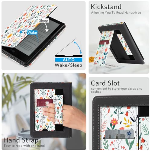 Image of CoBak Stand Case for 7 inch Kindle Paperwhite 12th Gen 2024 and Kindle Colorsoft with Hand Strap - Compatible with iPhone MagSafe, for Samsung /Belkin /Anker Wireless Charging Pads, Durable, Auto Sleep Wake