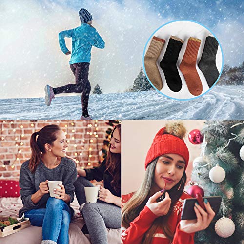 iCamter Meias femininas de lã macias super grossas quentes para mulheres, meias térmicas de inverno