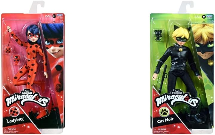 Ladybug: Fashion Doll Muñeca articulada Miraculous Ladybug Ladybug P50001 + Ladybug: Fashion Doll Muñeco articulado Miraculous Ladybug Cat Noir P50002