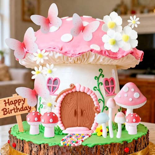 Décoration de gâteau champignon pour fête d'anniversaire féerique