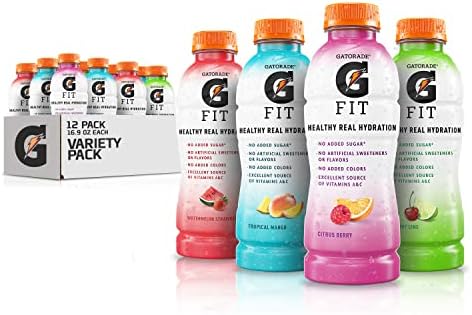 Gatorade Fit Electrolyte Beverage, Healthy Real Hydration, Four Flavor Variety Pack, 16.9.Fl oz Bottles (Pack of 12)