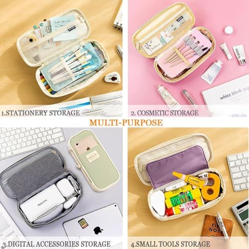 Image of Zqiue Big Capacity Pencil Cases with Compartments Pencil Pouch Aesthetic for Kids Teen Students, Expendable Stationery Organizer Pen Bag for College School Office