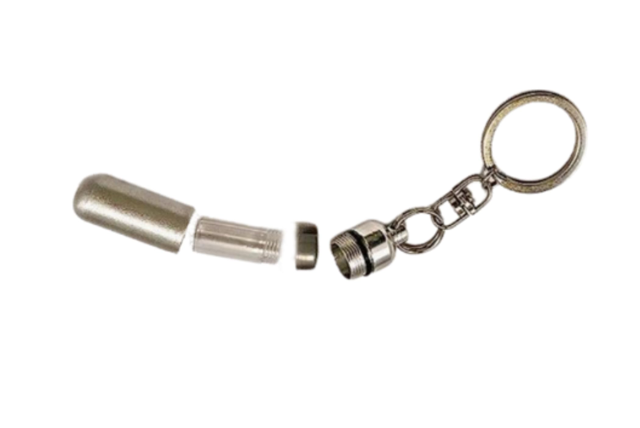 Personal Anointing/Essential Oil Holder on Swivel Keyring with Glass Vial & Dropper - Includes Black Velvet Gift Pouch