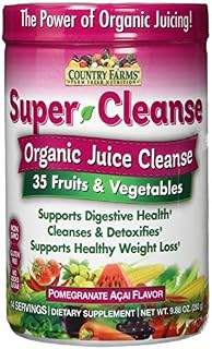 Country Farms Super Cleanse, Organic Super Juice Cleanse, Delicious Drink Powder, 14 Servings
