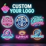 Custom LOGO Neon Sign, Personalized Led Logo Signs for Business Wall, Personalized Neon Light Up Sign UV Printed, Hanging Neon Lights Large Customize Upload Picture for Studio Spa Nail Bar Shop Decor