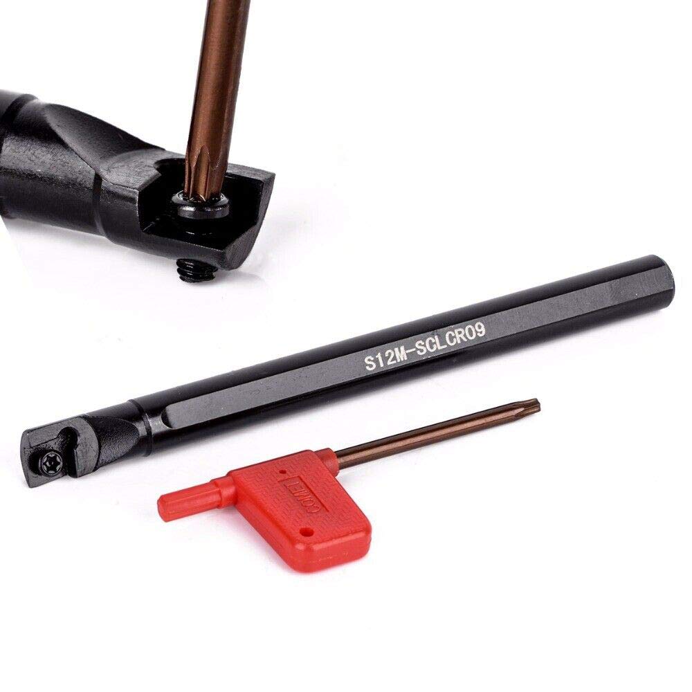 Herramienta de Torno, Weytoll Torno de Acero Metálico Boring Bar Holder Herramienta de Torneado de Torno Juego de Herramientas CNC de Torno 4PCS+ Insertos de Carburo CCMT09T304 + Llave T15