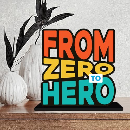 Image of Artvibes From Zero to Hero Inspirational Quotes Table Decor for Office Desk | Home Decoration Items | Living Room | Modern Art Wooden Showpiece Decorative Gift item (SP 1184)